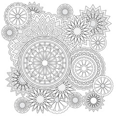 background with  flowers and mandalas