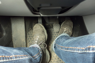 push accelerator pedal of the car