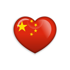 Love China symbol. Heart flag icon. Vector illustration.