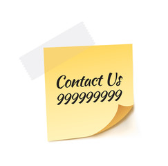 Contact Us Stick Note Vector Illustration
