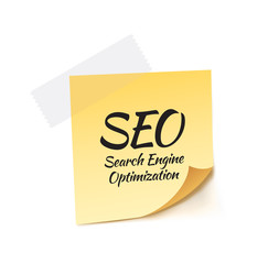 SEO Search Engine Optimization Post It Vector Illustration