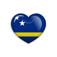 Love Curacao symbol. Heart flag icon. Vector illustration.