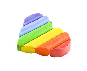 Gay heart, pride flag rainbow color, homosexual and lesbian, love concept. Isolated on white. 