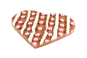 Chocolate heart, isolated on white, cookie.