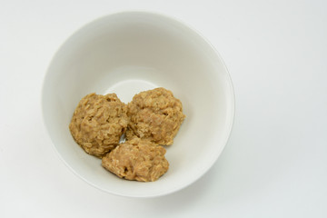 Peanut butter oatmeal cookies on plate as effortless desert that need not be cooked