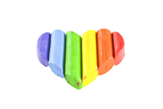 Gay heart, pride flag rainbow color, homosexual and lesbian, love.