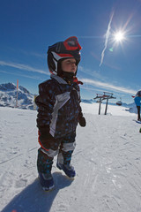Fototapeta na wymiar Cute little skier.