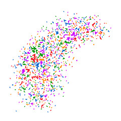 The explosion of multi-colored pieces of paper