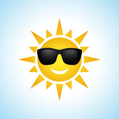 Cute vector cartoon summer sun icon