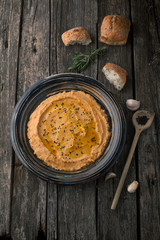 Hummus, spices, rosemary and garlic