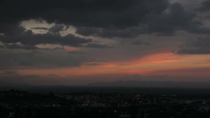 Dramatic sunset timelapse of mountains and traffic in San Miguel de Allende