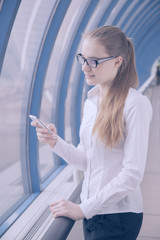 business woman in glasses