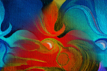 decorative flower painting by oil on canvas, illustration © Mikhail Zahranichny