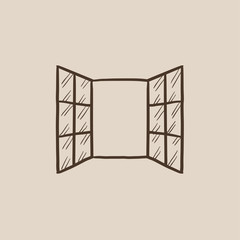 Open windows sketch icon.