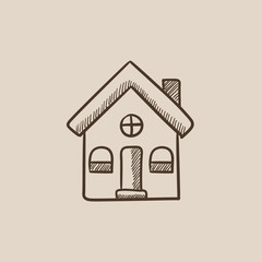Detached house sketch icon.