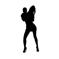 girl with baby in hand illustration