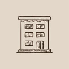 Residential building sketch icon.