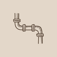 Water pipeline sketch icon.
