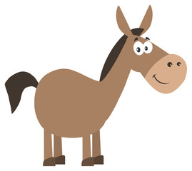 Smiling Donkey Cartoon Character. Illustration Flat Design Style