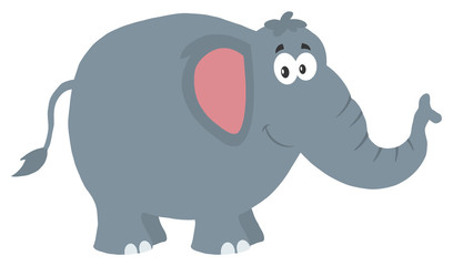 Smiling Elephant Cartoon Character. Illustration Flat Design Style Isolated On White