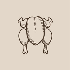 Raw chicken sketch icon.