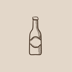 Glass bottle sketch icon.