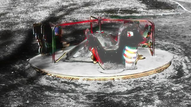 Empty old rotating carousel.