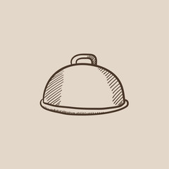 Restaurant cloche sketch icon.