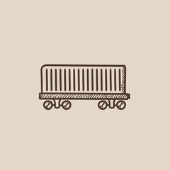 Cargo wagon sketch icon.