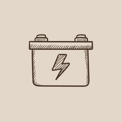 Car battery sketch icon.