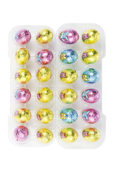 colorful easter eggs in tray