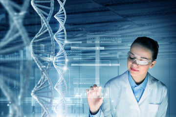 Woman science technologist in laboratory