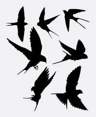 Swallow bird animal silhouette. good use for symbol, logo, web icon, mascot, sticker design, mascot, or any design you want.