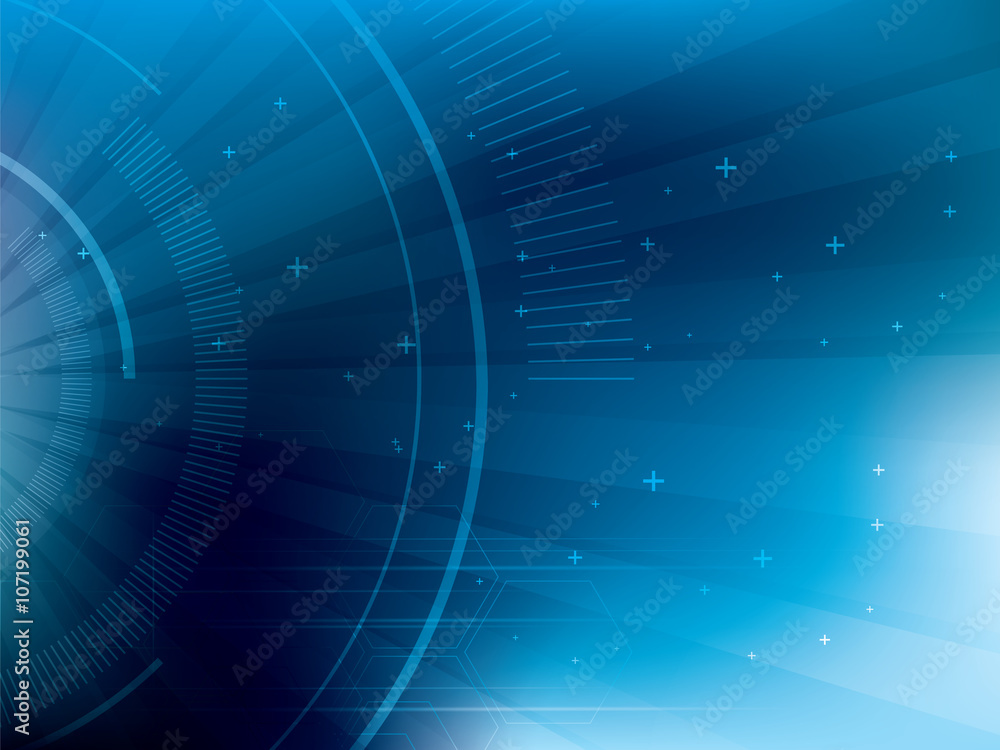 Poster technology background blue futuristic abstract in digital vector with hexagon.