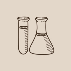 Test tubes sketch icon.