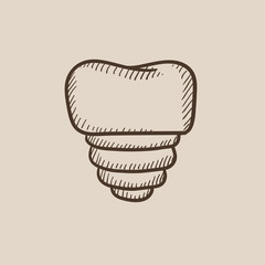 Tooth implant sketch icon.