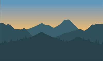 Fototapeta na wymiar Silhouette of hills with gray background