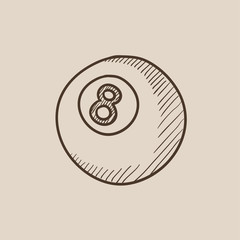 Billiard ball sketch icon.