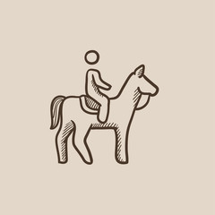 Fototapeta na wymiar Horse riding sketch icon.
