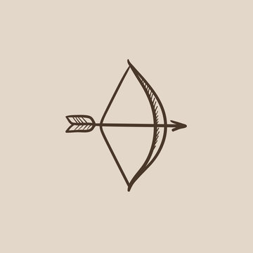 Bow and arrow sketch icon.