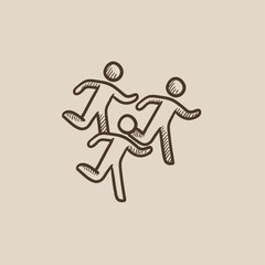 Running men sketch icon.