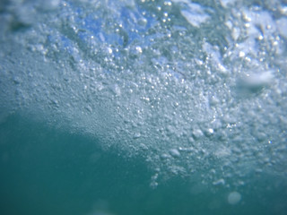 abstract underwater scene with air bubbles under water
