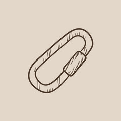 Climbing carabiner sketch icon.