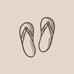 Beach slipper sketch icon.