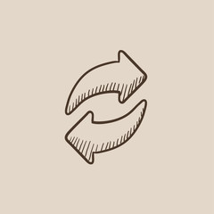Two circular arrows sketch icon.