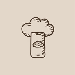 Cloud computing sketch icon.