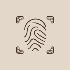 Fingerprint scanning sketch icon.