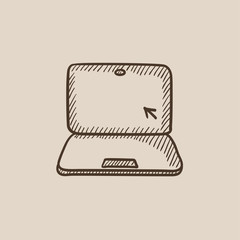 Laptop with cursor sketch icon.