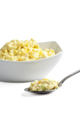 spoon of eggs salad