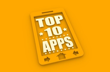 Top ten apps text on phone screen.
